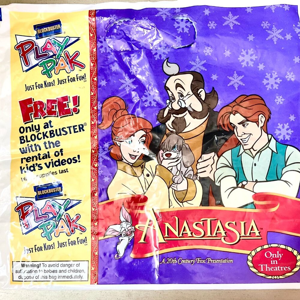 BLOCKBUSTER Vintage ANASTASIA KIDS PLAYPAK Plastic Bag